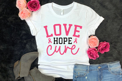 Love Hope Cure, Breast Cancer SVG Design