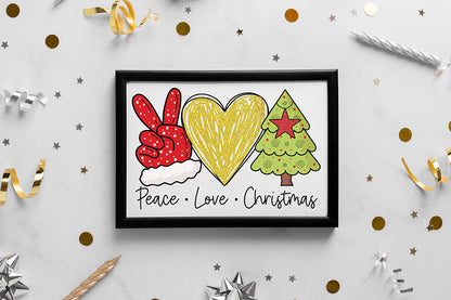 Peace Love Christmas Tree PNG Sublimation Design