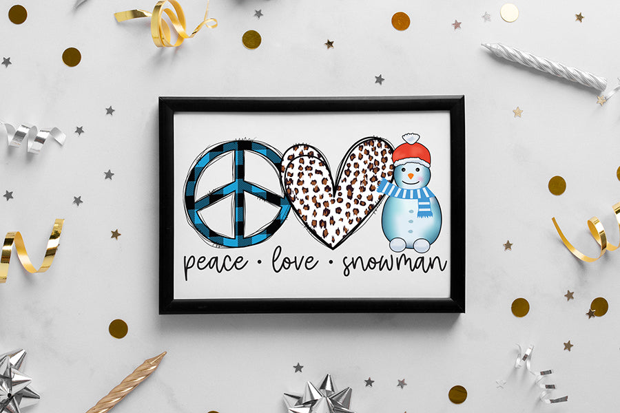 Peace Love Snowman PNG Christmas Sublimation