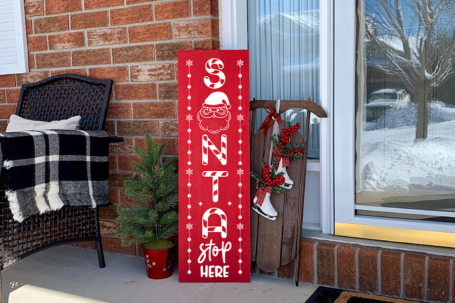 Santa Stop Here - Christmas Porch Sign SVG