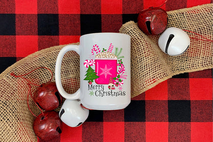 Pink Merry Christmas Sublimation Design