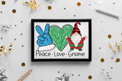 Peace Love Gnome, Christmas PNG Sublimation