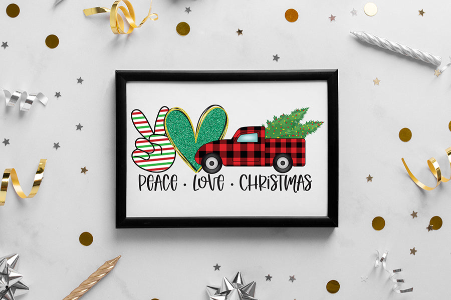 Peace Love Christmas PNG Sublimation Design