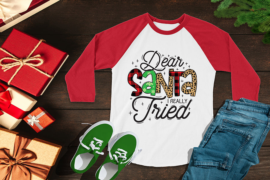 Dear Santa I Really Tried, Funny Christmas PNG