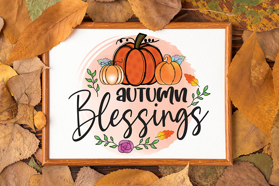 Thanksgiving Sublimation Design - Autumn Blessings PNG