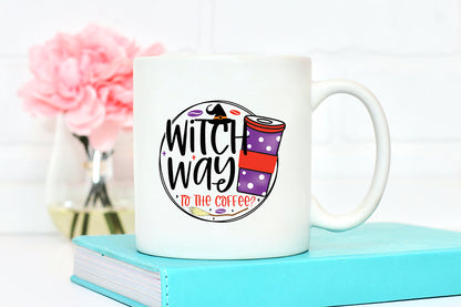 Witch Way to the Coffee, Halloween Witch PNG