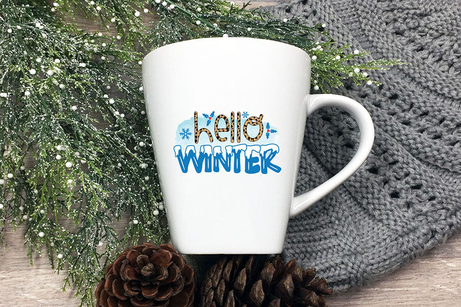 Hello Winter, Snowman Quote PNG