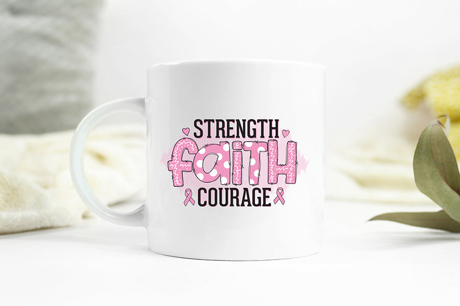 Strength Faith Courage - Breast Cancer PNG