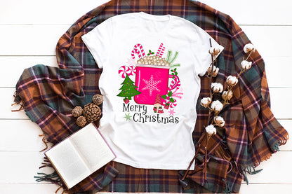 Pink Merry Christmas Sublimation Design