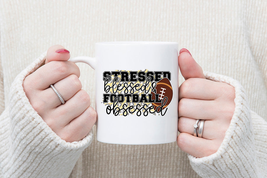 Stressed Blessed & Football Obsessed PNG Sublimation