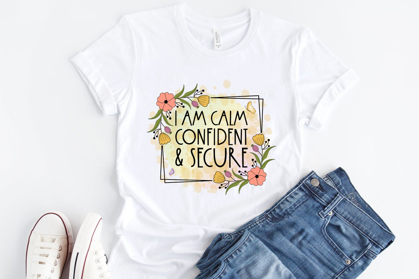 Self Love Quote PNG, I Am Calm Confident and Secure