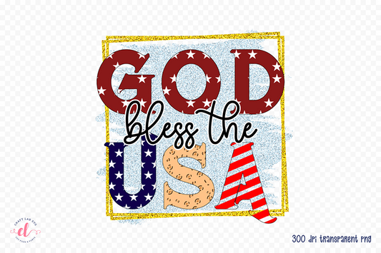 God Bless the USA, Patriotic Sublimation Design