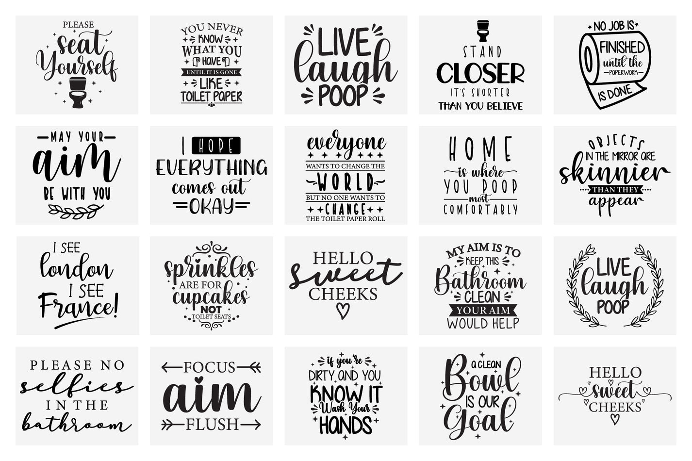 Funny Bathroom Sign SVG Bundle - 35 Quotes and Designs – Craft Lab SVG